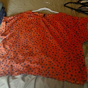 Leopard print burnt orange/black blouse XL